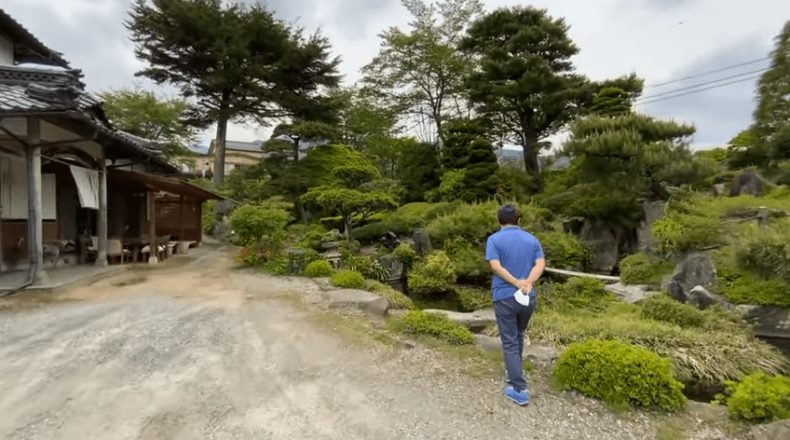 【そば幸に到着】山形村の風景とお店の庭園を眺めます
